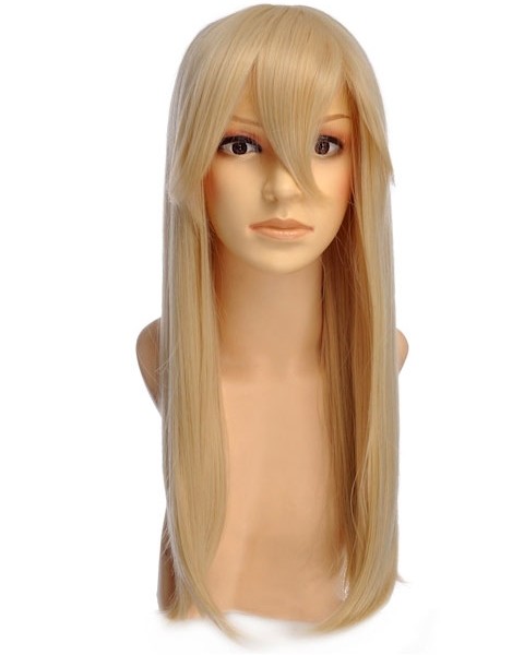 medium blonde wig with bangs