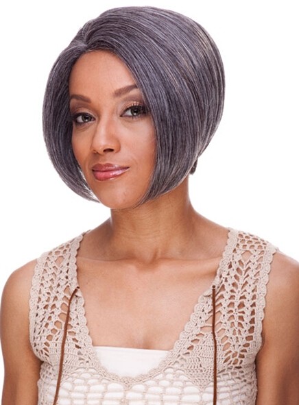 Lace Front Short Striaght Grey Synthetic Wig, Wigs For Women