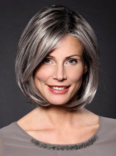 Lace Front Grey Medium Straight Synthetic Hair Wig, Grey Wigs Sale | P4