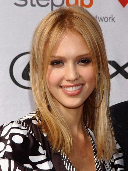 Jessica Alba Human Hair Straight Full Lace Wig, Curly Human Hair Lace ...