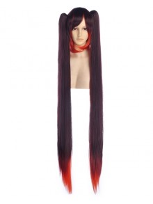 red and black cosplay wig